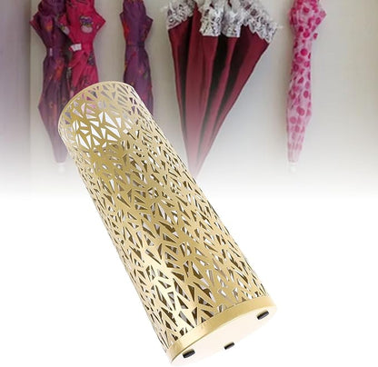 Metal Round Umbrella Stand Rack,Umbrella Holder Organizer Bin Hollowed Freestanding Canes Walking Sticks Holder for Entryway Home Hotel Office Decor (M)