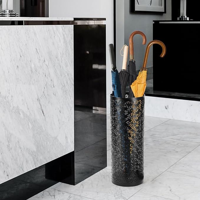 2 Pack Umbrella Stands, Metal Umbrella Holder for Entryway,Square Umbrella Rack Organizer Freestanding for Umbrellas,Walking Cane,Wrapping Paper,Hiking Poles