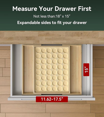 for Nespresso Original Capsules - Expandable Bamboo Coffee Pod Storage for Counter Drawer Insert - 48 Capsules & Tea Bags Organizer (Expands from 11.6" to 18")