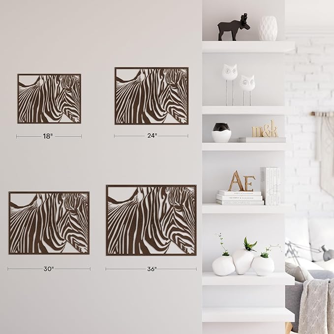 SIGNLEADER Metal Wall Art Decor Zebra Minimalist Modern Abstract Wall Sculpture Hangings Home Decoration for Living Room, Bedroom, Bathroom, Kitchen, Outdoor - 30" Bronze
