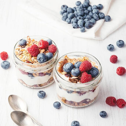 SHOWIN Overnight Oats Containers with Lids, 10oz Glass Jars with Lids 8 pcs, Apricot, Wide Mouth Mason jars for Salad, Yogurt, Snacks, Meal Prep
