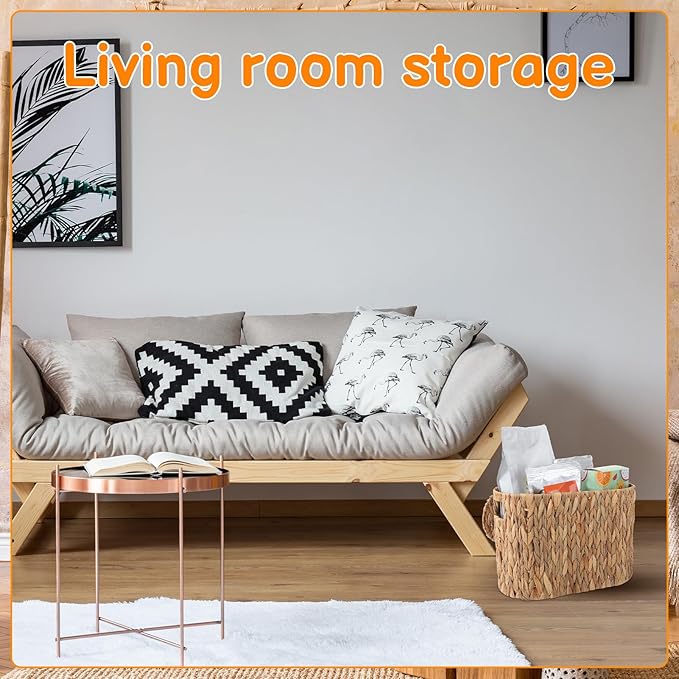 2 Pcs Toilet Paper Storage Baskets with Lids and Built-in Handles Water Hyacinth Toilet Paper Baskets for Bathroom Home Accessories Organizer