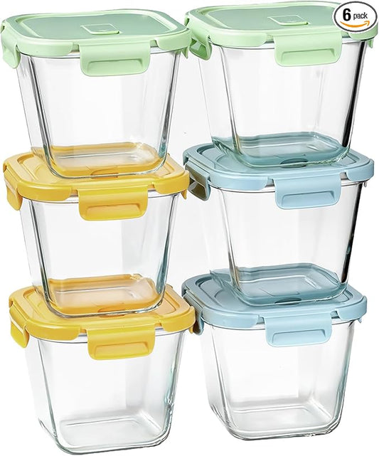 Glass Soup Containers with Lids 32 oz, 4 Cup Glass Storage Containers, Tall Borosilicate Glass Food Storage Containers for Lunch, Ice Cream, Travel and Deli, Soup Freezer Safe Containers with Lids