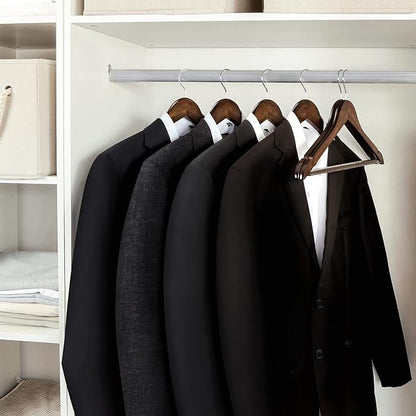 TOPIA HANGER Wooden Coat Hangers 30 Pack, Vintage Wood Suit Hangers with Non Slip Pants Bar, 360° Swivel Hook and Shoulder Notches for Camisole, Jacket, Pants, Smooth Finish Clothes Hangers - CT34A30