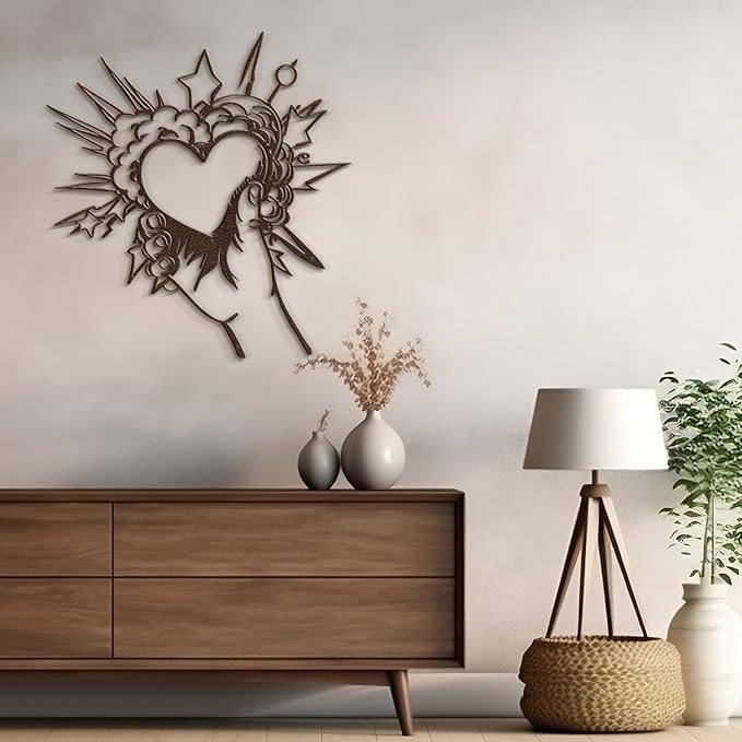SIGNLEADER Metal Wall Art Decor I Love You Heart Modern Abstract Wall Sculpture Hangings Home Decoration for Living Room, Bedroom, Bathroom, Kitchen, Outdoor - 30" Bronze