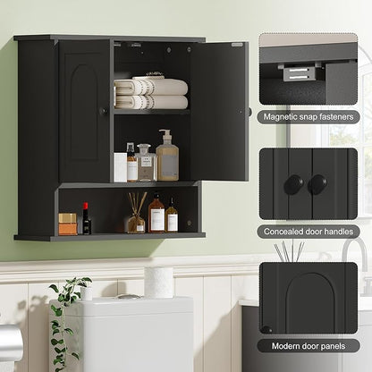 23x24 Medicine Cabinet for Bathroom,2 Doors White Bathroom Wall Cabinet with Arched,Over Toilet Storage Cabinet for Laundry Room/Kitchen/Living Room,Wall Mounted Bathroom Medicine Cabinets