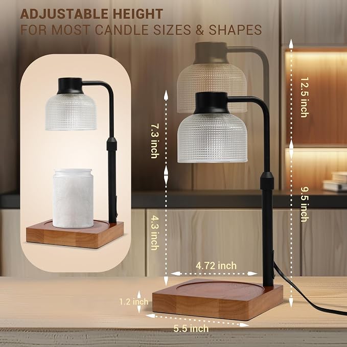 KLL Candle Warmer Lamp with Timer: M Birthday Gift for Women - House Warming Gift New Home Decor, Dimmable Wax Melt Warmer for Jar Candles with 2 Bulbs - Brown