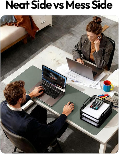 YSAGi Leather Desk Pad Protector, Office Desk Mat, Large Mouse Pad, Non-Slip PU Leather Desk Blotter, Laptop Desk Pad, Waterproof Desk Writing Pad for Home (23.6" x 13.8", Dark Green)