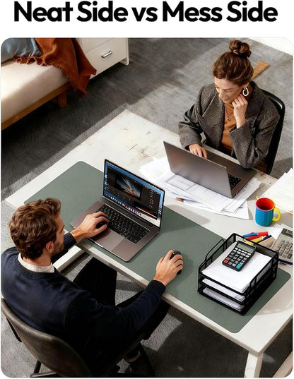 YSAGi Leather Desk Pad Protector, Office Desk Mat, Large Mouse Pad, Non-Slip PU Leather Desk Blotter, Laptop Desk Pad, Waterproof Desk Writing Pad for Home (23.6" x 13.8", Dark Green)