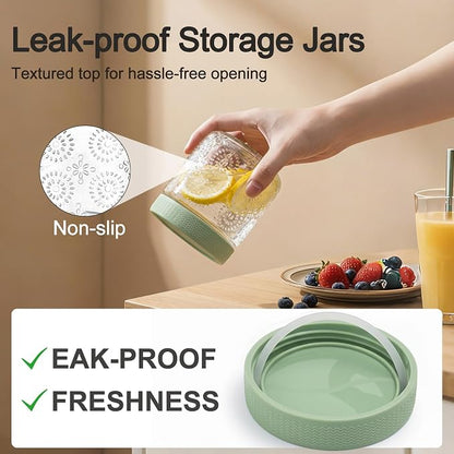 6 pack 16 oz Overnight Oats Containers with Lids, Glass Food Storage Container, Airtight Salad Jars, Mason Jars for Overnight Oats, Yogurt, Oatmeal, Salad, Coffee, Spices