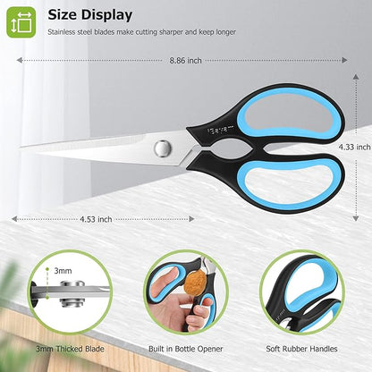 Kitchen Scissors, iBayam 2-Pack Kitchen Shears, 9 Inch Heavy Duty Dishwasher Safe Food Scissors, Multipurpose Stainless Steel Sharp Cooking for Kitchen, Chicken, Poultry, Fish, Meat, Herbs