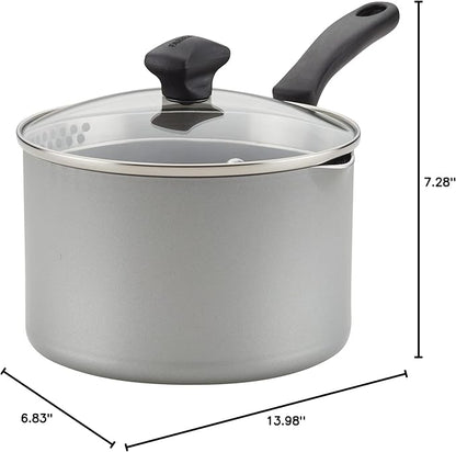 Farberware Cookstart DiamondMax Nonstick Straining Saucepan, Dishwasher Safe, 3 Quart, Silver