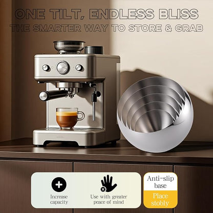 Large Capacity Coffee Pod Holder – Stainless Steel Pod Organizer and Holder | Stylish Coffee Bar Accessories & Countertop Storage (Silver, 5 Pack)