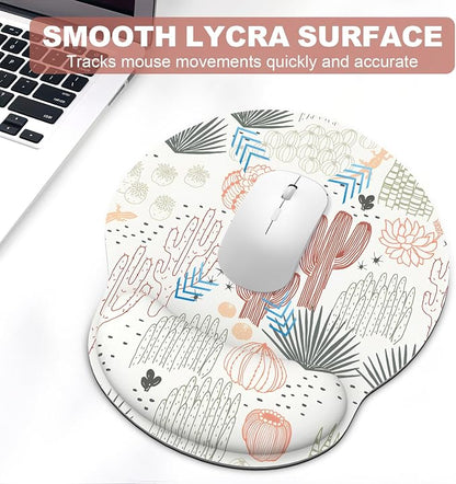 Ergonomic Mouse Pad with Wrist Rest and Keyboard Wrist Rest, Mousepad and Wrist Rest for Computer Keyboard, Pain Relief, Non-Slip Rubber Base, Mouse Pad with Wrist Support for Gaming, Office, Cactus