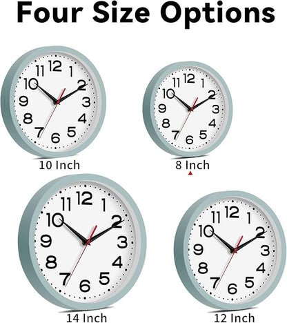 Wall Clock Silent Non-Ticking Modern Clock Battery Operated 8 Inch Small Classic Analog Decorative for Kitchen, Bathroom, Office, Bedroom, Home(Blue Gray)