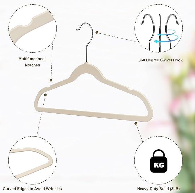 Quality Kids Plastic 30 Pack Non Velvet Non-Flocked Thin Compact Children's Hangers Swivel Hook for Shirts Blouse Coats (Ivory, 30)