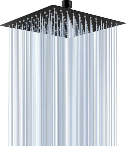 Voolan Rain Shower head, High Pressure Shower Head Made of 304 Stainless Steel, Relaxed Shower Experience Even at Low Water Flow and Pressure (10" Black)
