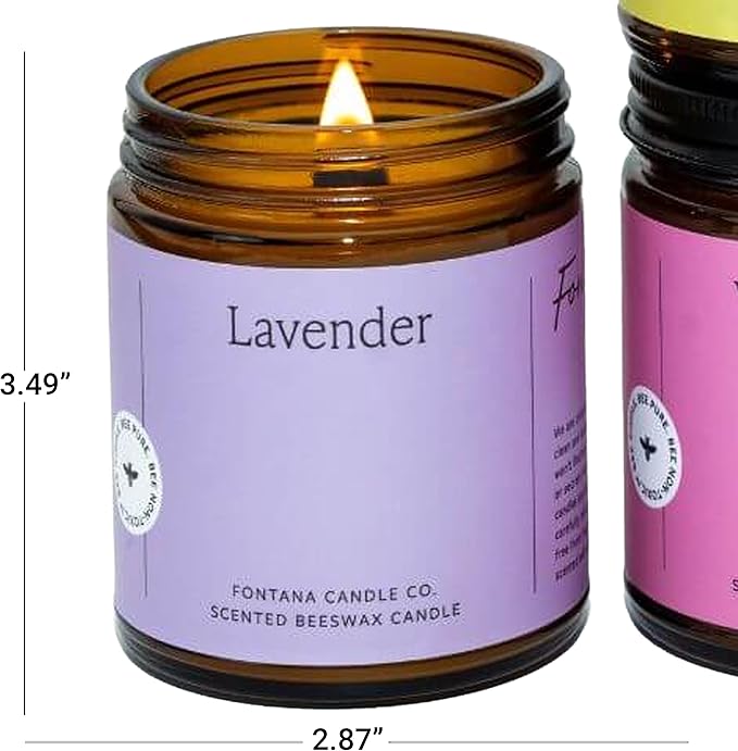 Fontana Candle Co Wood Wick Beeswax Jar Candles - 3-Jar Spring Bundle - Made with Coconut Oil & Pure Essential Oils – Clean Burn, Long Lasting and Non-Toxic Candles for Home & Room Decor