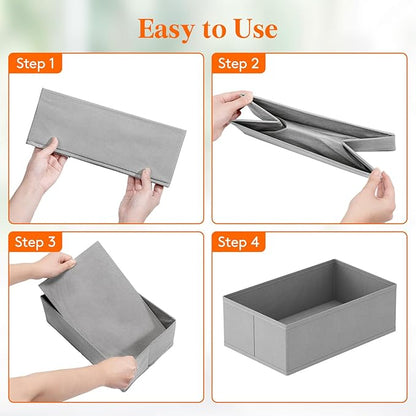Lifewit Drawer Organizer Clothes for Closet 32 Pack, 3 Sizes Underwear Wardrobe Drawer Dividers, Fabric Foldable Dresser Storage Organizer Bins for Sock/Bra/Lingerie/Undies, Light Gray