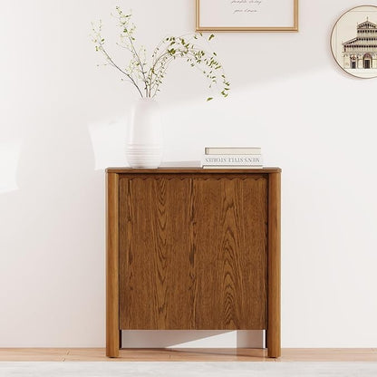 Buffet Cabinet with Storage, Accent Sideboard Cabinet with Adjustable Shelves, Solid Wood Freestanding Storage Cabinet for Living Room Dining Room Entry Kitchen, Light Brown