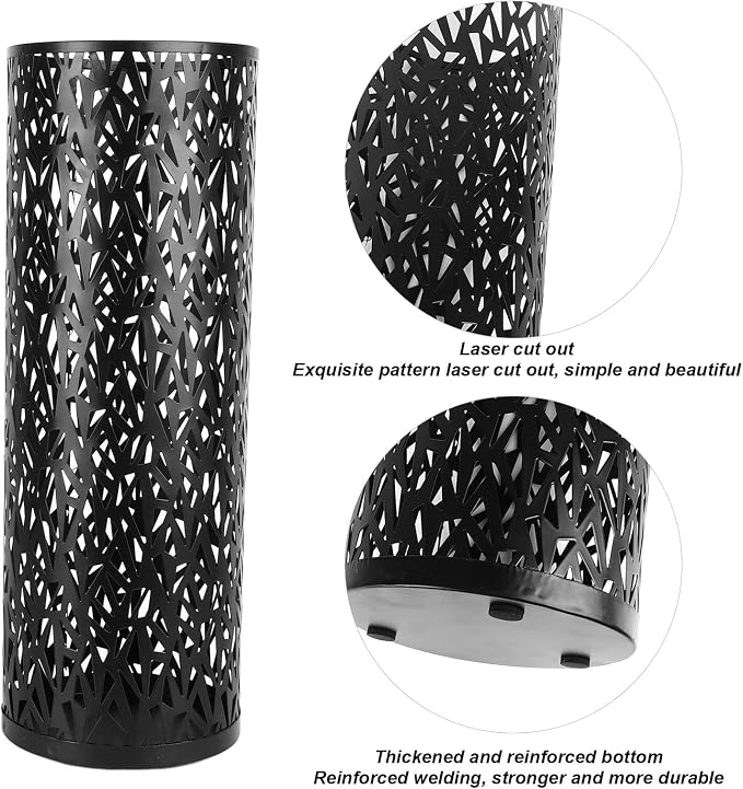 Umbrella Stand Rack for Entryway, Metal Hollowed Freestanding Umbrella Holder, Rain Collection Umbrella Organizer Bin for Can Walking Stick, Home Office Decor, Large