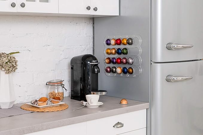 Demi's Home Magnetic Coffee Pod Holder for Nespresso Vertuo Capsules - Suitable to be Mounted on the Fridge (Transparent)