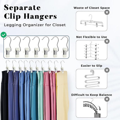 HOUSE DAY Legging and Yoga Pants Hangers with Clips 60 Pack, Closet Organizer Clips, Cruise Essentials 2026, Space Saving Hanging Clips for Hat, Bag, and Home Storage - Ivory