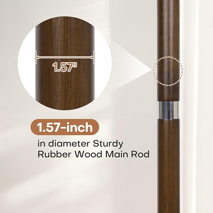Coat Rack Freestanding, Metal Coat Tree with 8 Rubber Wood Hooks, Heavy Duty Coat Hanger Stand with Marble and Stainless Steel Base, Standing Hall Tree for Clothes, Hats, Bags, Jacket