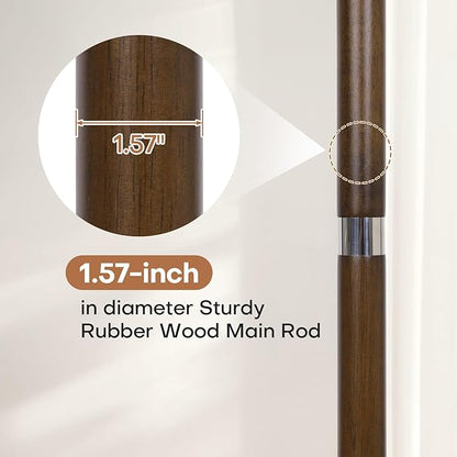Coat Rack Freestanding, Metal Coat Tree with 8 Rubber Wood Hooks, Heavy Duty Coat Hanger Stand with Marble and Stainless Steel Base, Standing Hall Tree for Clothes, Hats, Bags, Jacket