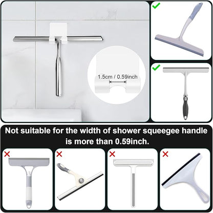 CGBE 4 Pack Shower Hooks - Self Adhesive Shaver Holder Hanger for Bathroom, Damage Free Wall Hooks for Razor, Loofah Sponge - White