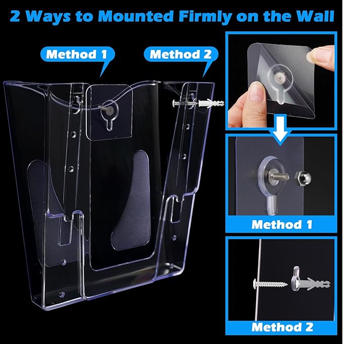 10 Pack Acrylic Wall Pocket File Holders Single Pocket Wall Mount File Organizer Hanging Mail Magazines Organizers for Office Home Classroom(Transparent)