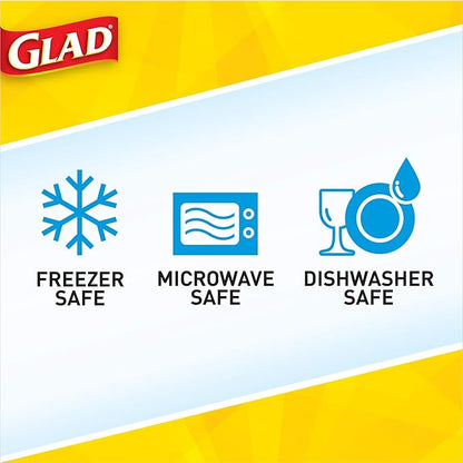 Glad GladWare To Go Lunch Food Storage Containers with Lids, Medium Round No BPA Plastic with Built-In Dressing Cup for Salads and Lunches, Microwave Dishwasher Safe, 32 Oz, 4 Count - 6 Pack