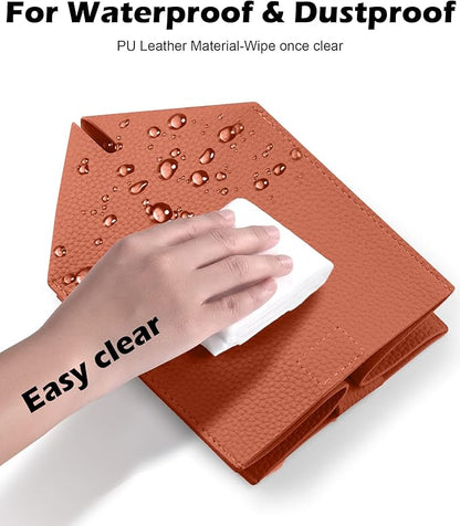 Tissue Box Cover for PU Leather, Modern Simple Solid Color Holder Square Tissue Bag, Ideal for Bathrooms,Office,Car,Outdoor Tent,Dining Table,5"X5"X5", Single Dry Rose