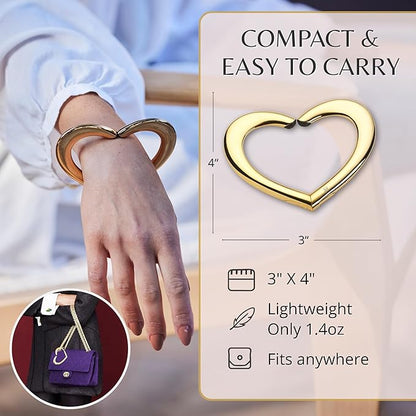 FafaConcepts 22K Gold Purse Hook Hanger, Heart Shape Charm – Ultra-Lightweight, Heavy duty S Hook for Cafe, Work & Travel | Holds Up to 30 lbs | Christmas Gift, Bag Holder, Stocking Stuffers for Women