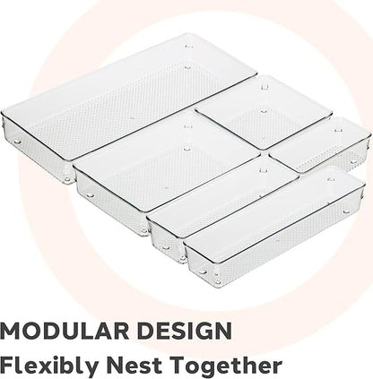 Oggi Clear Drawer Organizer, 3" X 9" | Pack of 2 | For Kitchen | For Office | For Bathroom