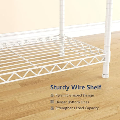 Heavy-Duty Clothes Rack, Expandable Closet Storage Unit with 6 Shelves and 4 Hanger Rods, Freestanding Bedroom Wardrobe Closet, White