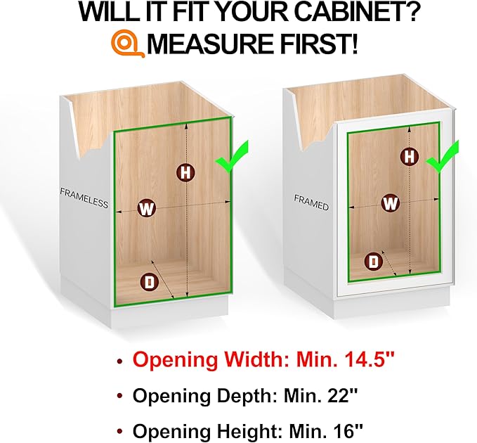 JOWBOOW 2-Tier Cabinet Pull Out Shelves (14" W x 22" D), Slide Out Shelves for Kitchen Cabinets, Metal Under Cabinet Roll Out Shelf