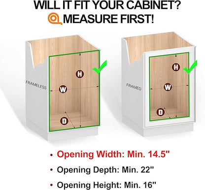 JOWBOOW 2-Tier Cabinet Pull Out Shelves (14" W x 22" D), Slide Out Shelves for Kitchen Cabinets, Metal Under Cabinet Roll Out Shelf