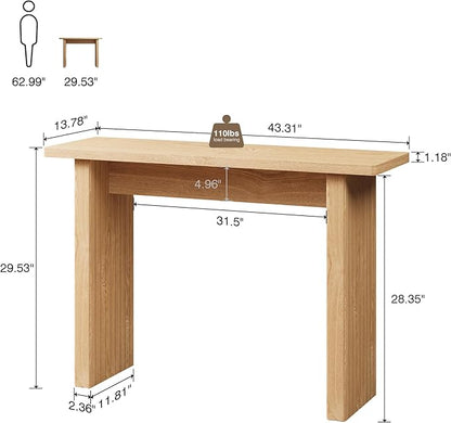 Fluted Entryway Console Table, Wooden Rectangular Sofa Table for Entrance, Narrow Wood Entryway Small Long Entry Table for Hallway, Living Room (Natural)