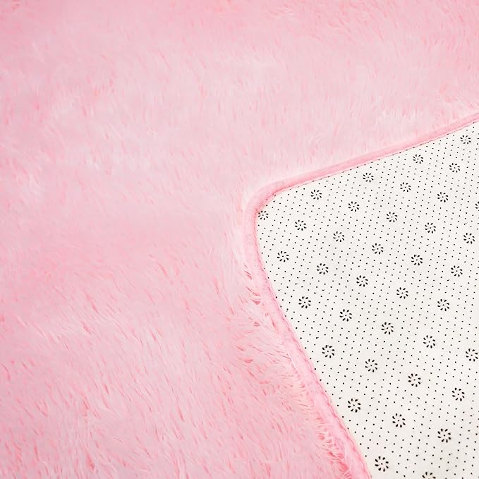 Shag Area Rugs for Bedroom Living Room,6X9 Ultra Soft Fluffy Area Rugs for Dorm,Indoor Carpet Plush Rugs for Home Decor, Pink