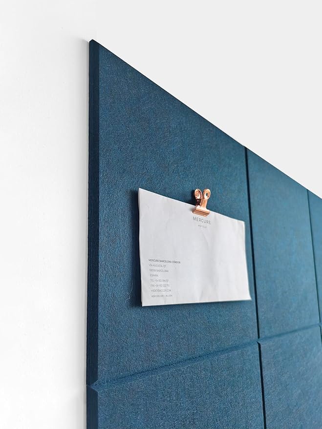 Blue Felt Bulletin Board 47"x35" | Large Cork Bulletin Board Alternative for Office, Home & Classroom | Felt Wall Tiles (12-Pack) | Blue Classroom Decor Office Supplies | Prussian Blue