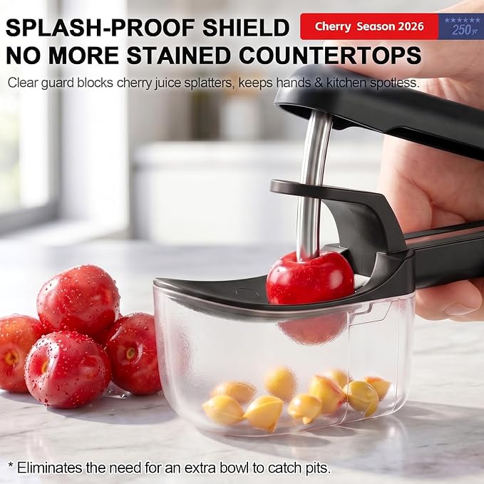 Cherry Pitter Tool Cherries Pitter Stainless Steel Rod for Making Cherry Jam with Lock Design(Black)