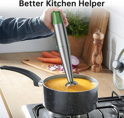 Turelar Immersion Blender Handheld Corded Hand Blenders Set 1100W, Trigger Variable Speed 5 in 1 Stick Emulsifier with Chopper, Whisk and Frother for Soup, Baby Food and Smoothies, Green