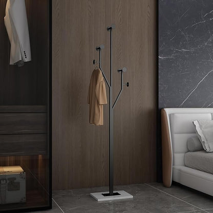 JIAYUEJU Heavy Duty Coat Rack Tree-shaped Metal Freestanding Coat Tree with Sturdy Marble Base Corner Coat Rack for Bedroom Entryway Hallway 14.96 x 10.24 x 68.9 Inches (Black)