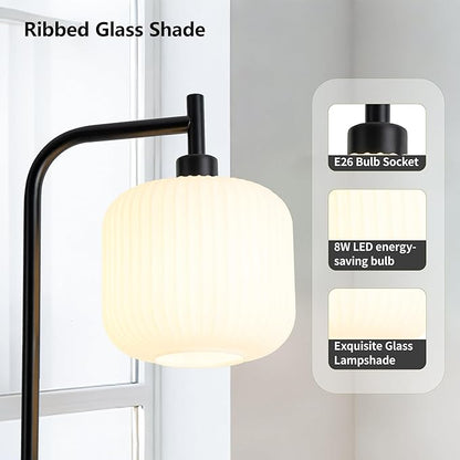 MAYNA Glass Floor lamp Living Room, Modern Vertical lamp, Remote Control Switch with Glass lampshade, 67-inch high lamp Suitable for Bedroom and Study (2700K LED Bulb Included)