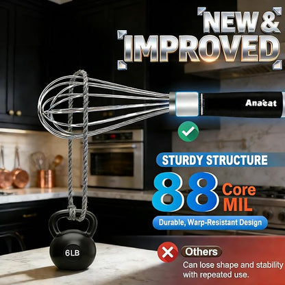 3 Packs Stainless Steel Whisk Set - Balloon Whisk, Anaeat Thick Stainless Steel Wire ＆ Strong Handles, Egg Beater for Cooking, Blending, Whisking, Beating and Stirring (9"+11"+12")