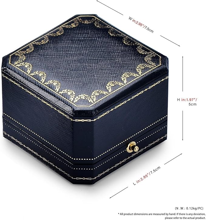 Oirlv Engagement Wedding Ring Box for Proposal Octagonal Ring Bearer Box