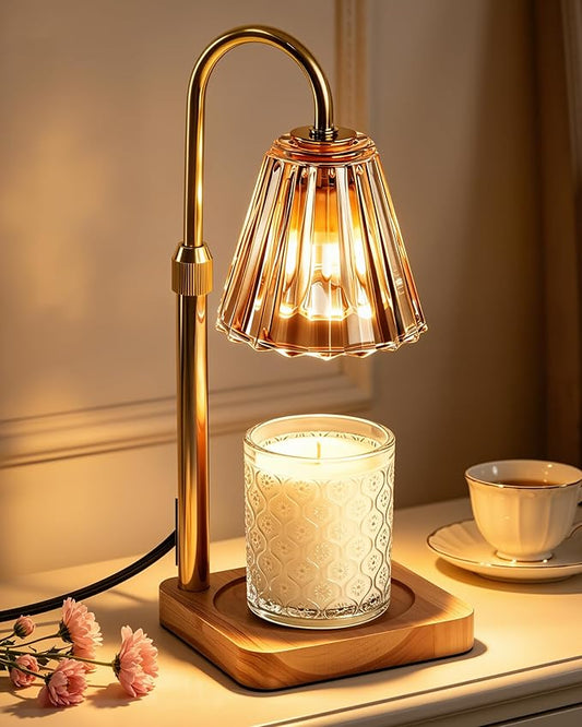 Marycele Candle Warmer Lamp with Timer for Yankee Candles, Adjustable Height Wax Melt Warmer, Birthday Gifts for Mom Women Sister, Vintage Amber Glass Lamp, Thanksgiving Decorations for Home Decor