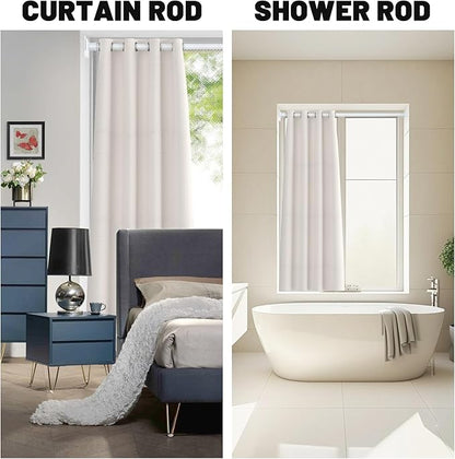 UIOSANRT White Shower Curtain Rod 31-79 inches, Stainless Steel Shower Rod & Tension Rod, Adjustable Tension Shower Curtain Rod for Bathroom, Windows, Closet
