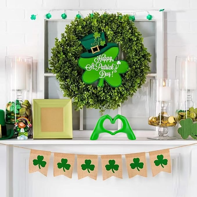 Small Green Decor,Resin Heart Hands Sculpture for Living Room Bedroom Bookshelf Shelves Office Desk Decor,Love Finger Modern Statue for Wedding Decorations,Unique Birthday for Women Girls.